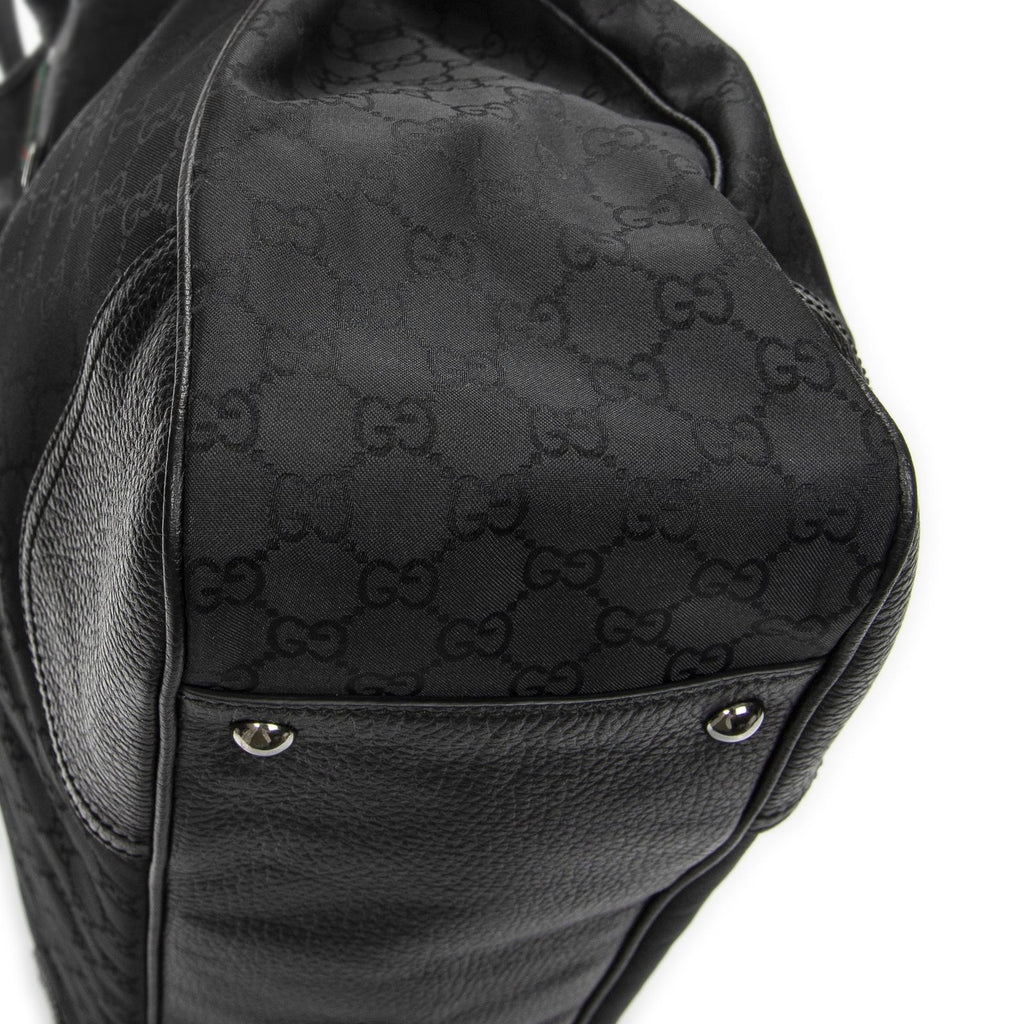 Gucci Large Web Princy Tote Black GG Nylon Canvas — view 7