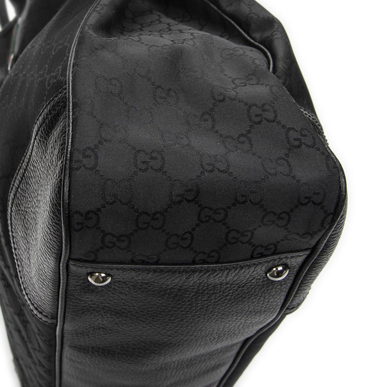 Gucci Large Web Princy Tote Black GG Nylon Canvas — view 7