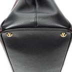 Prada Convertible Open Tote Burgundy Black Saffiano Leather — view 8
