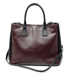 Prada Convertible Open Tote Burgundy Black Saffiano Leather — view 5