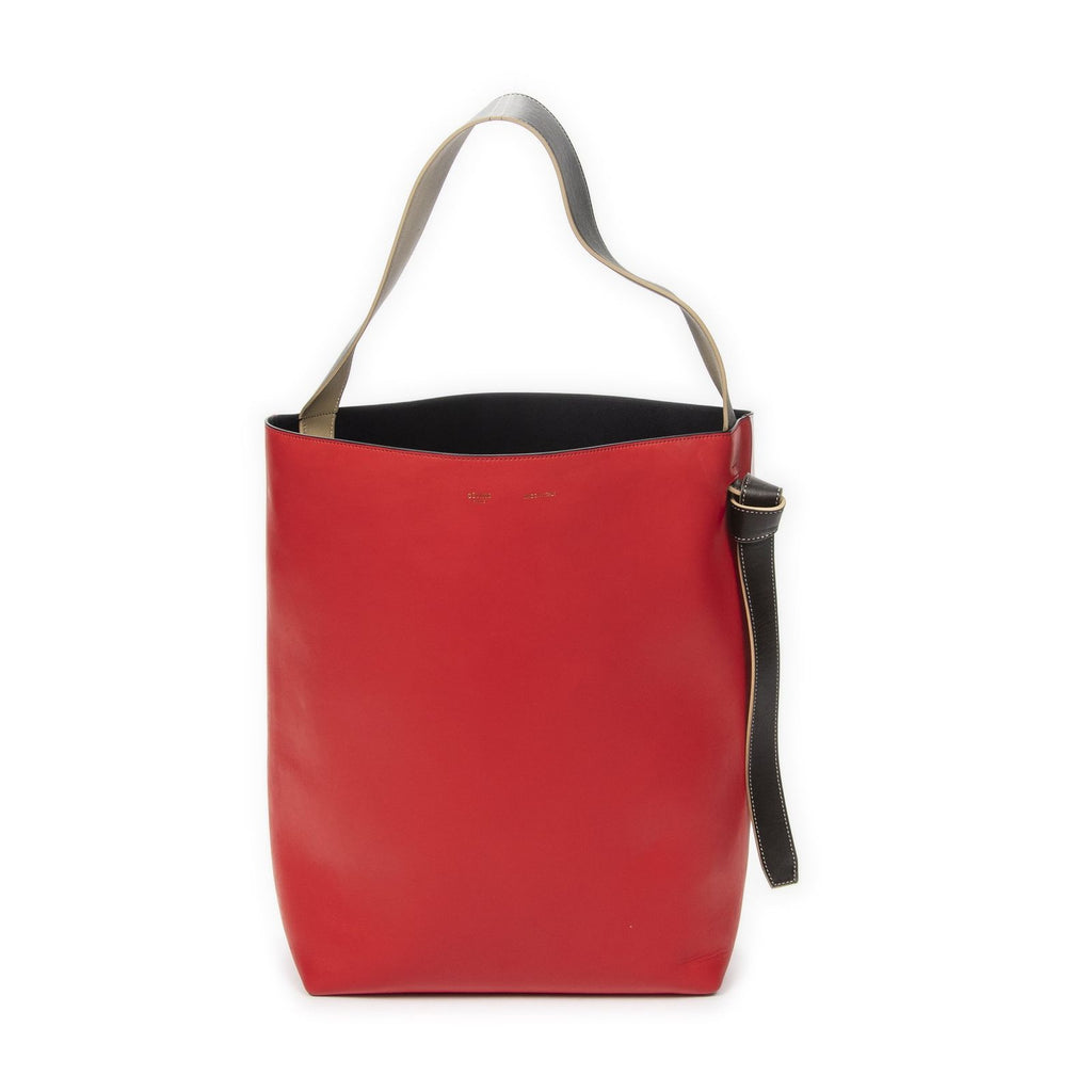 Celine Twisted Cabas Red Pink Black Smooth Leather Tote — view 5