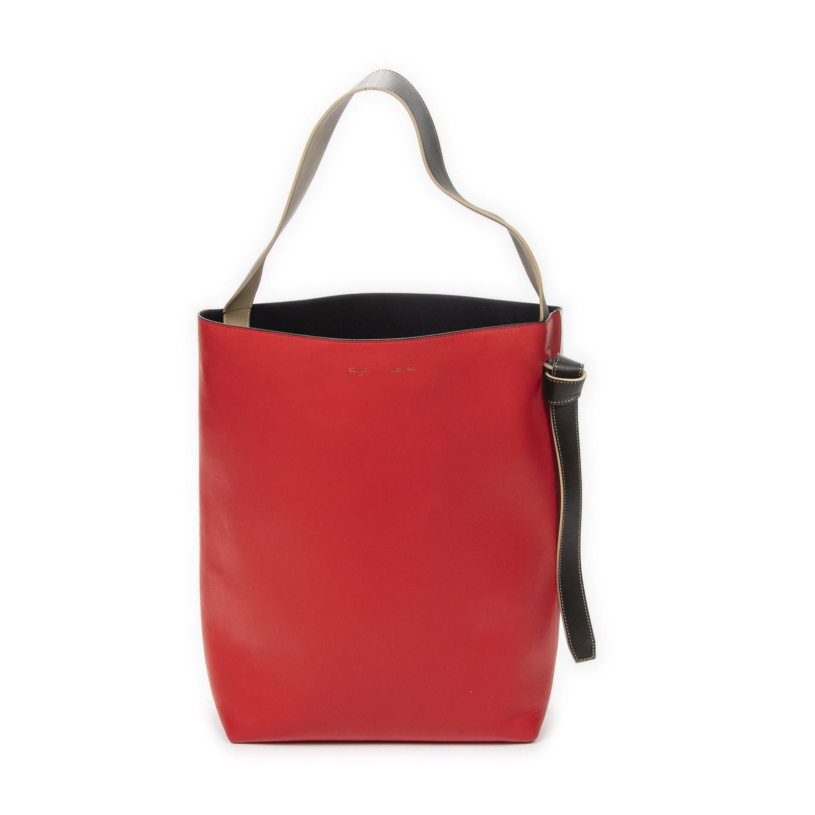 Celine Twisted Cabas Red Pink Black Smooth Leather Tote — view 5
