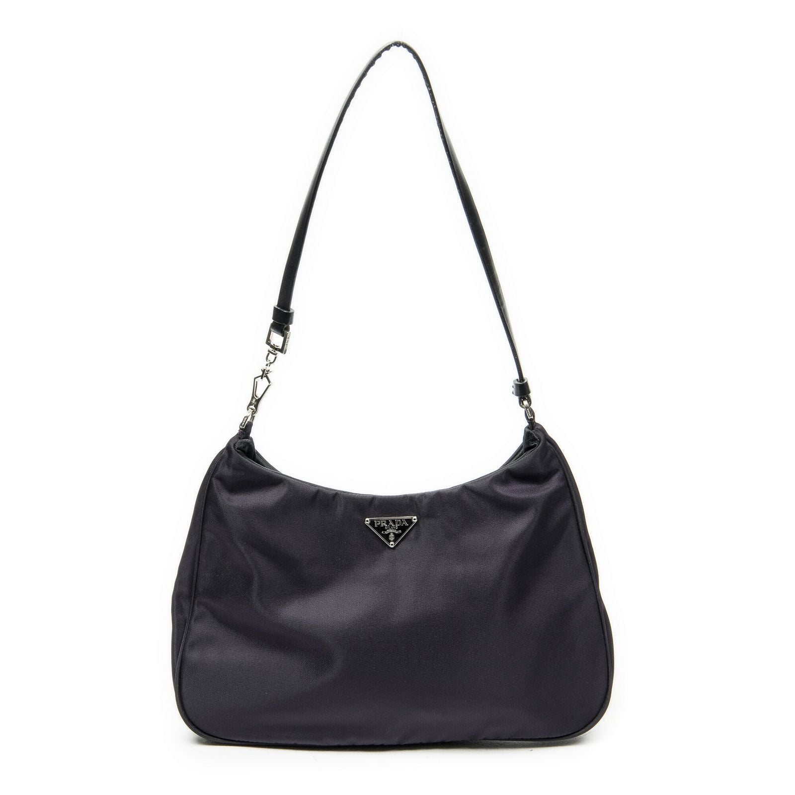Prada Small Zip Hobo Purple Black Nylon Canvas
