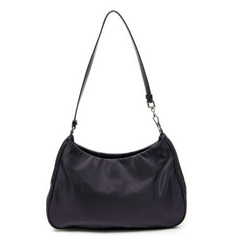 Prada Small Zip Hobo Purple Black Nylon Canvas — view 5