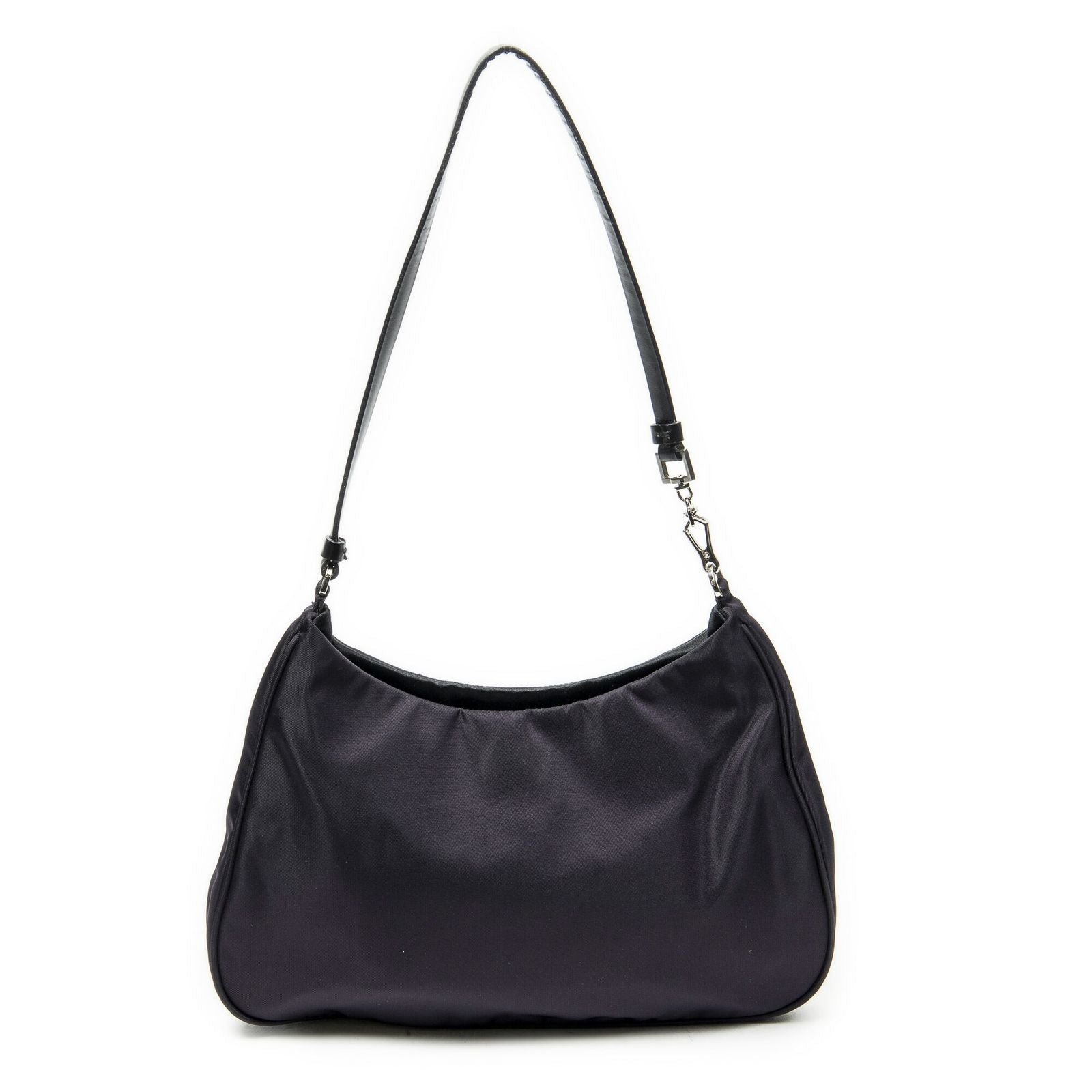 Prada Small Zip Hobo Purple Black Nylon Canvas — view 5