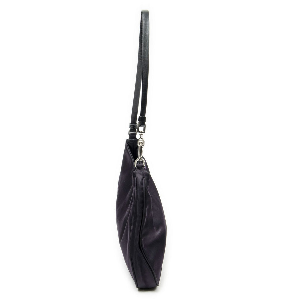 Prada Small Zip Hobo Purple Black Nylon Canvas — view 4