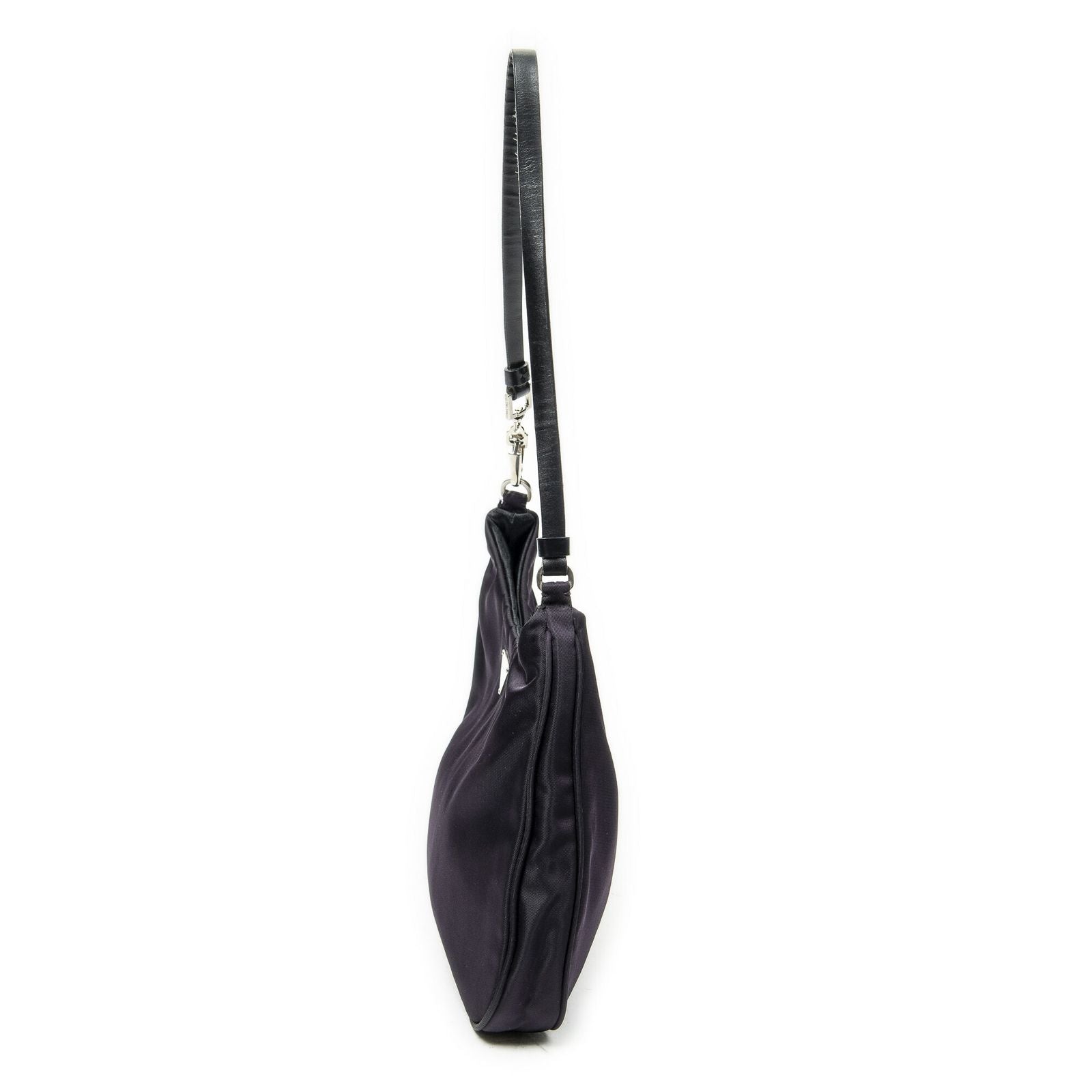 Prada Small Zip Hobo Purple Black Nylon Canvas — view 3