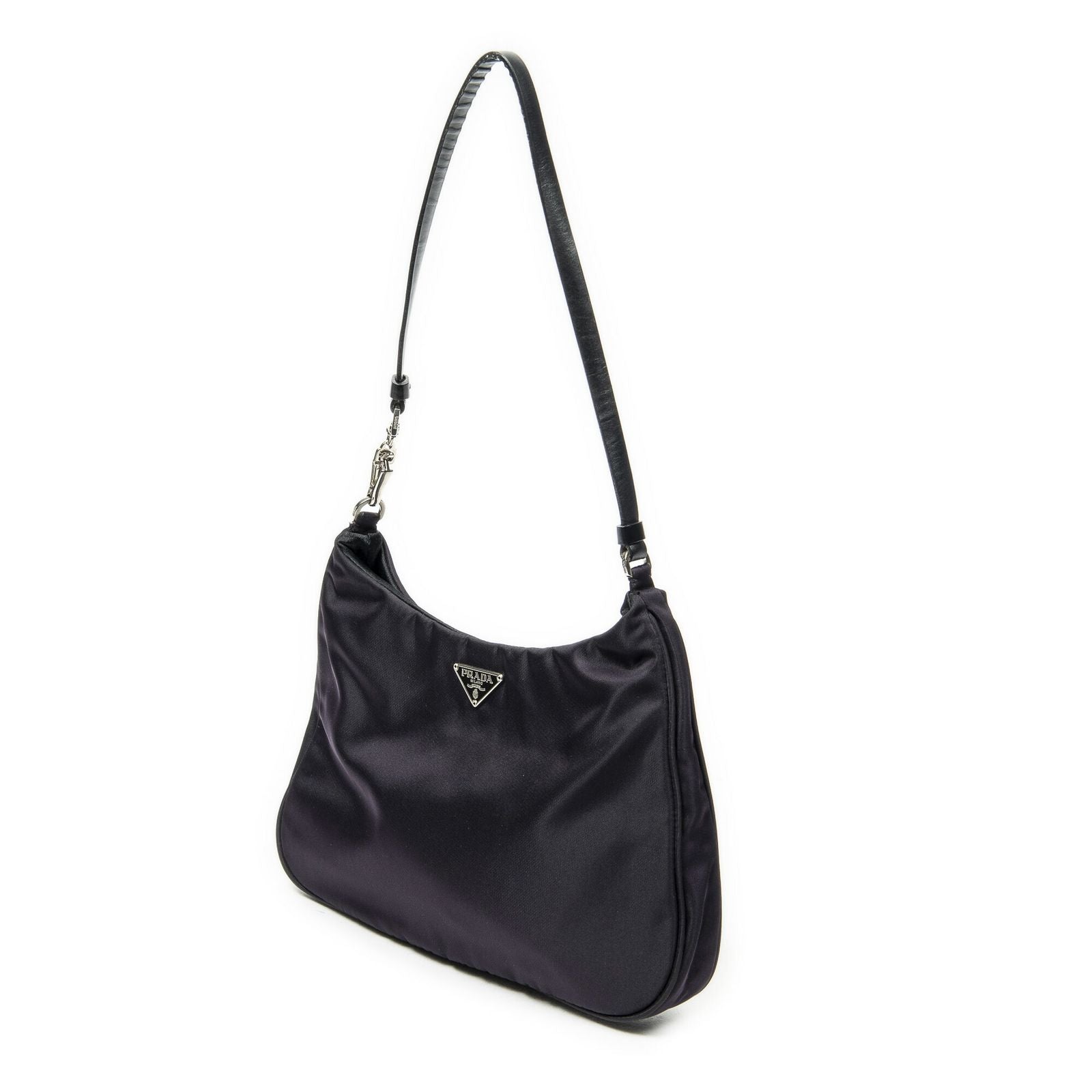 Prada Small Zip Hobo Purple Black Nylon Canvas — view 2