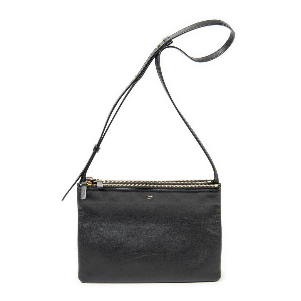 Celine Large Trio Crossbody Black Calfskin Leather