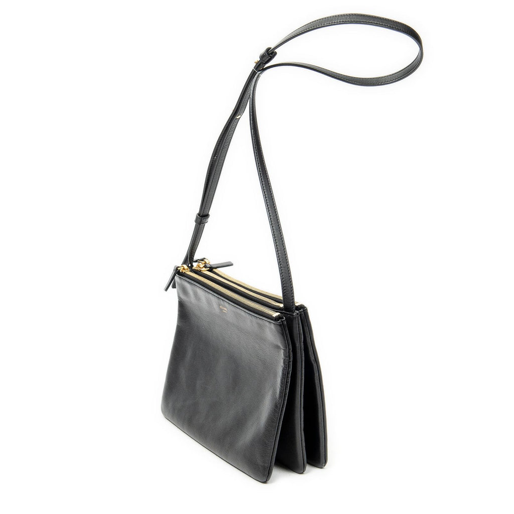 Celine Large Trio Crossbody Black Calfskin Leather — view 2