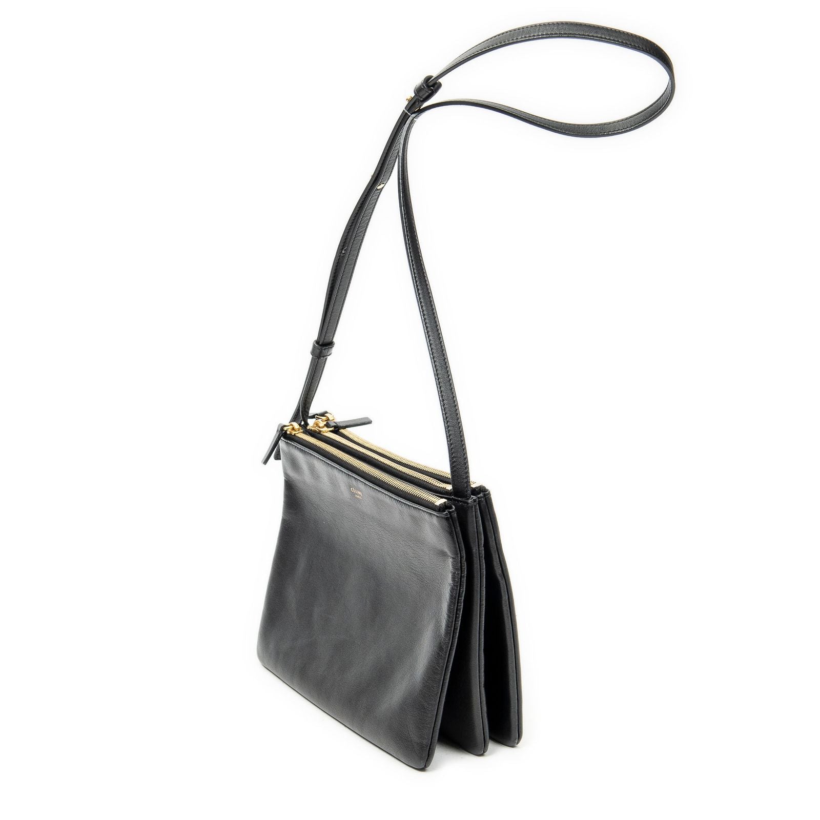 Celine Large Trio Crossbody Black Calfskin Leather — view 2