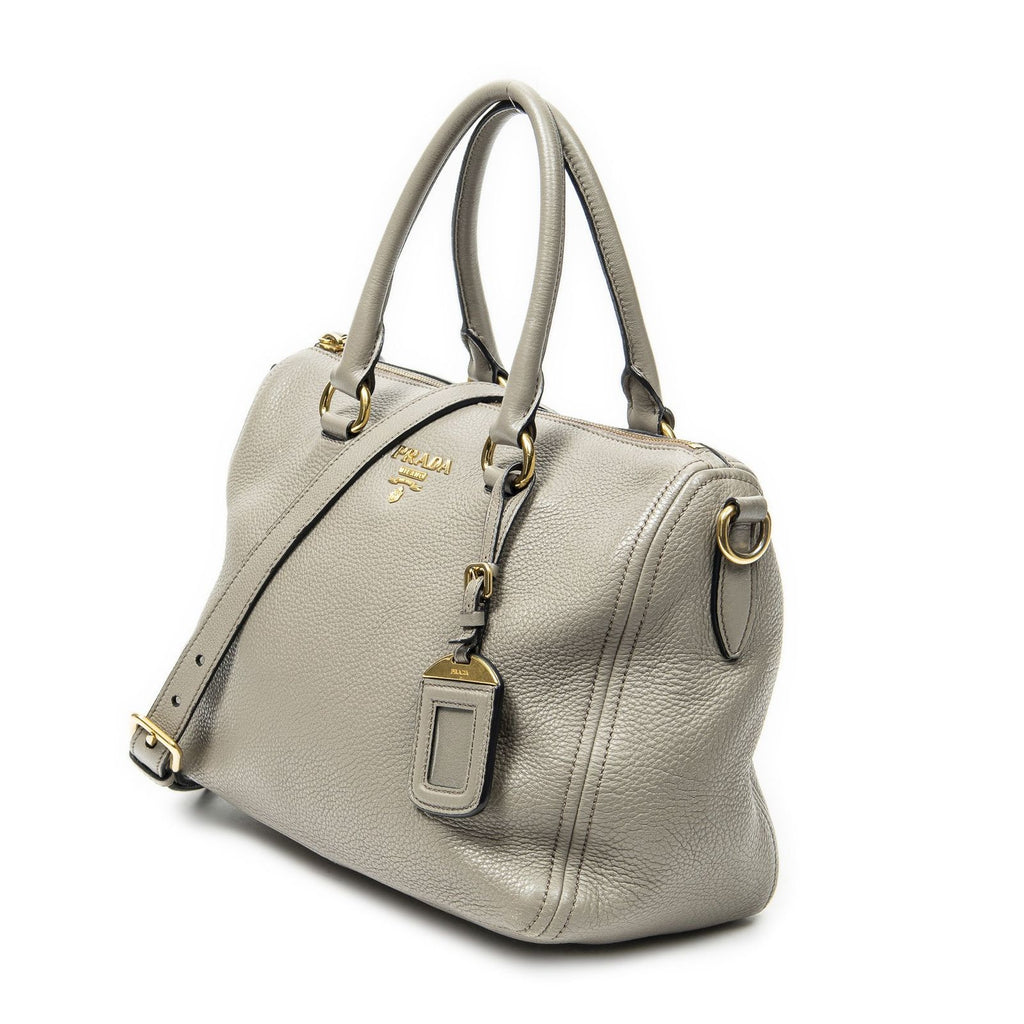 Prada Convertible Boston Gray Vitello Dyno Shoulder — view 2