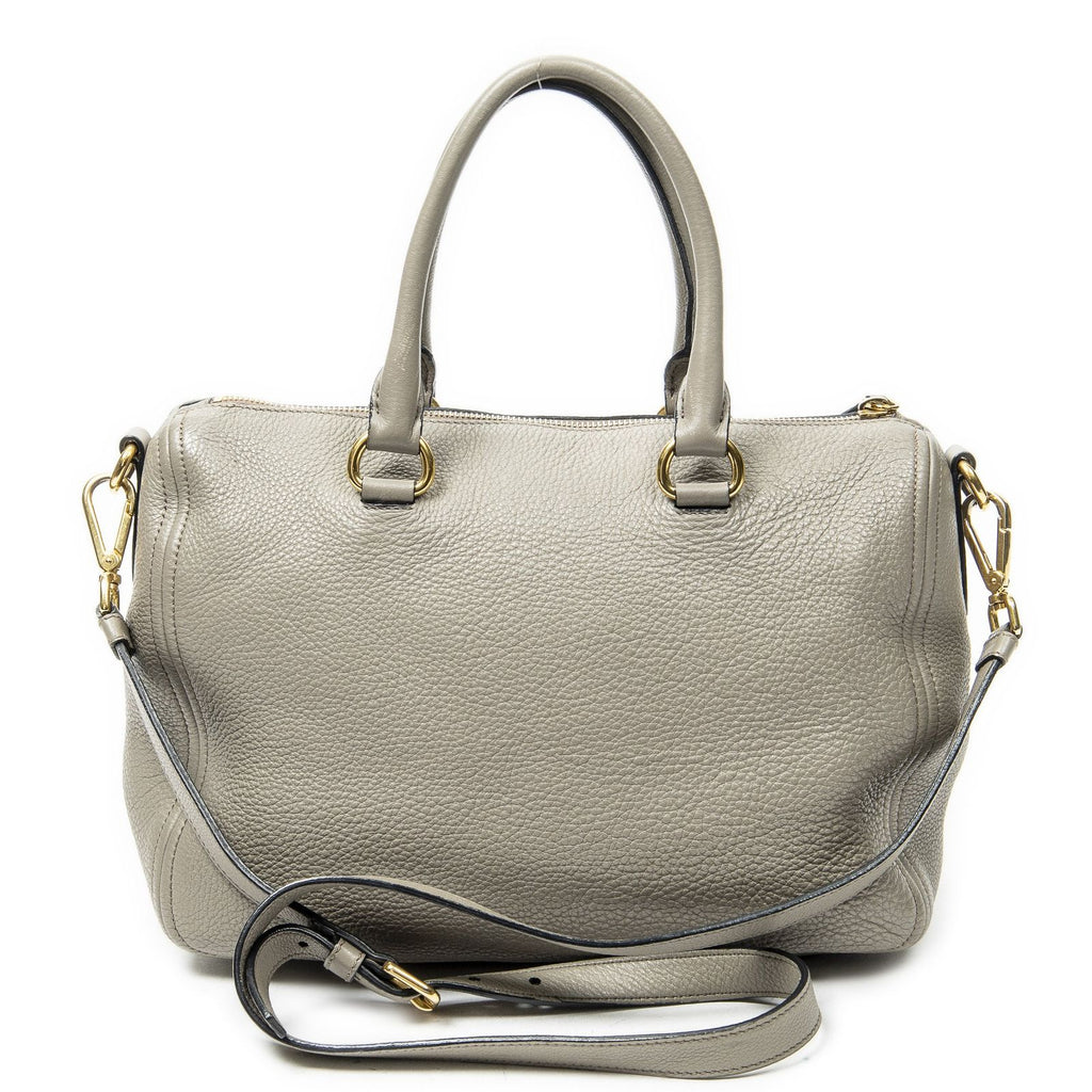 Prada Convertible Boston Gray Vitello Dyno Shoulder — view 5
