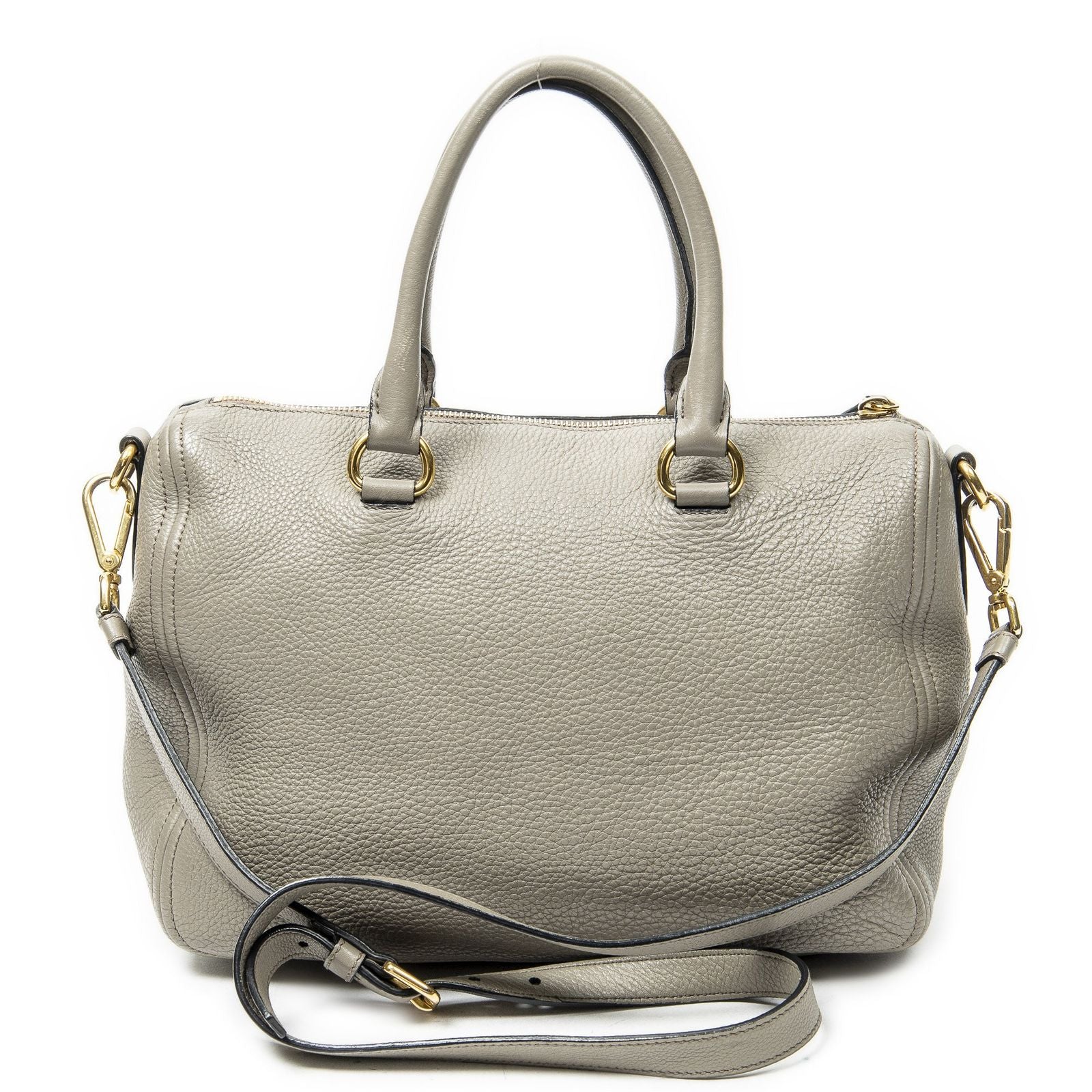 Prada Convertible Boston Gray Vitello Dyno Shoulder — view 5