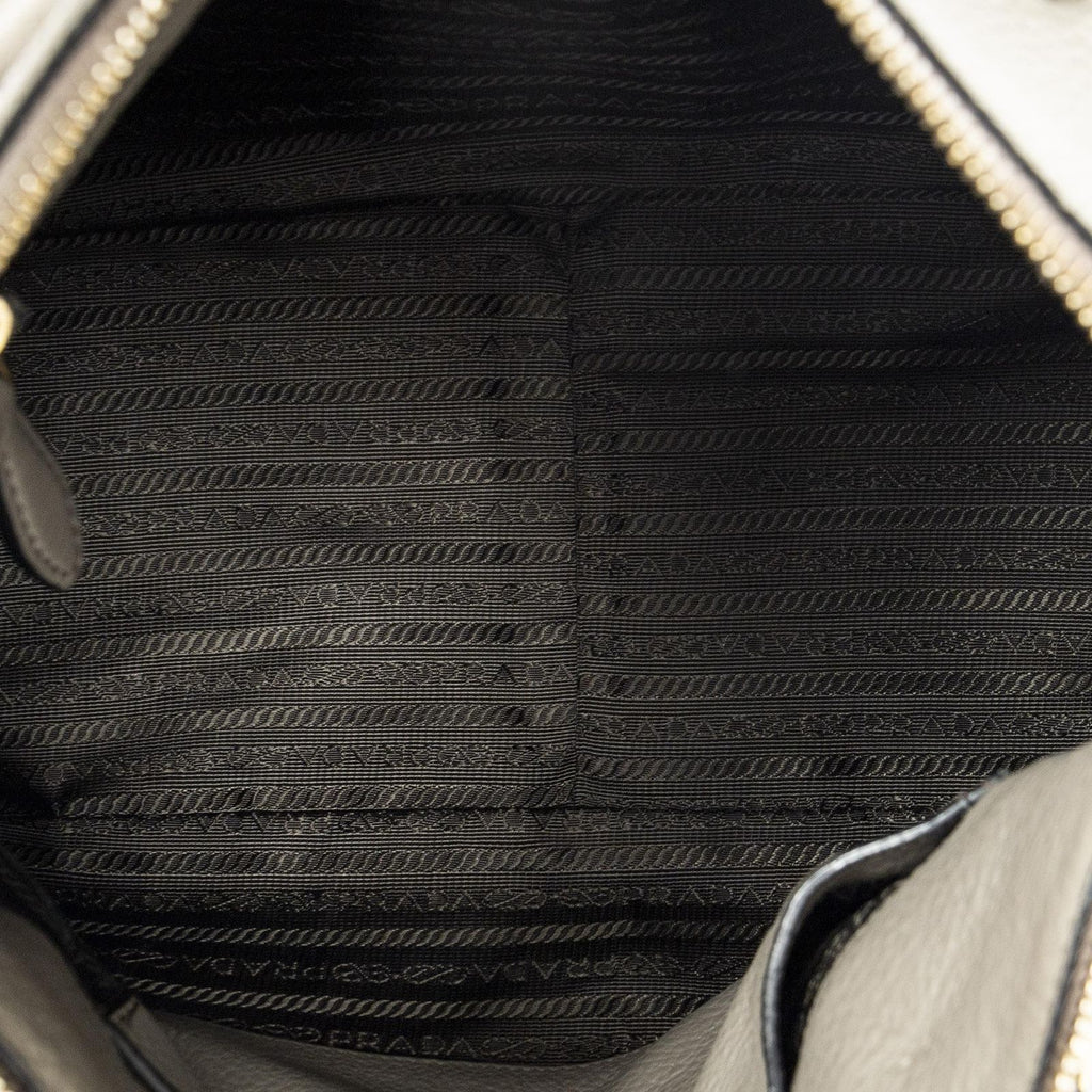 Prada Convertible Boston Gray Vitello Dyno Shoulder — view 9