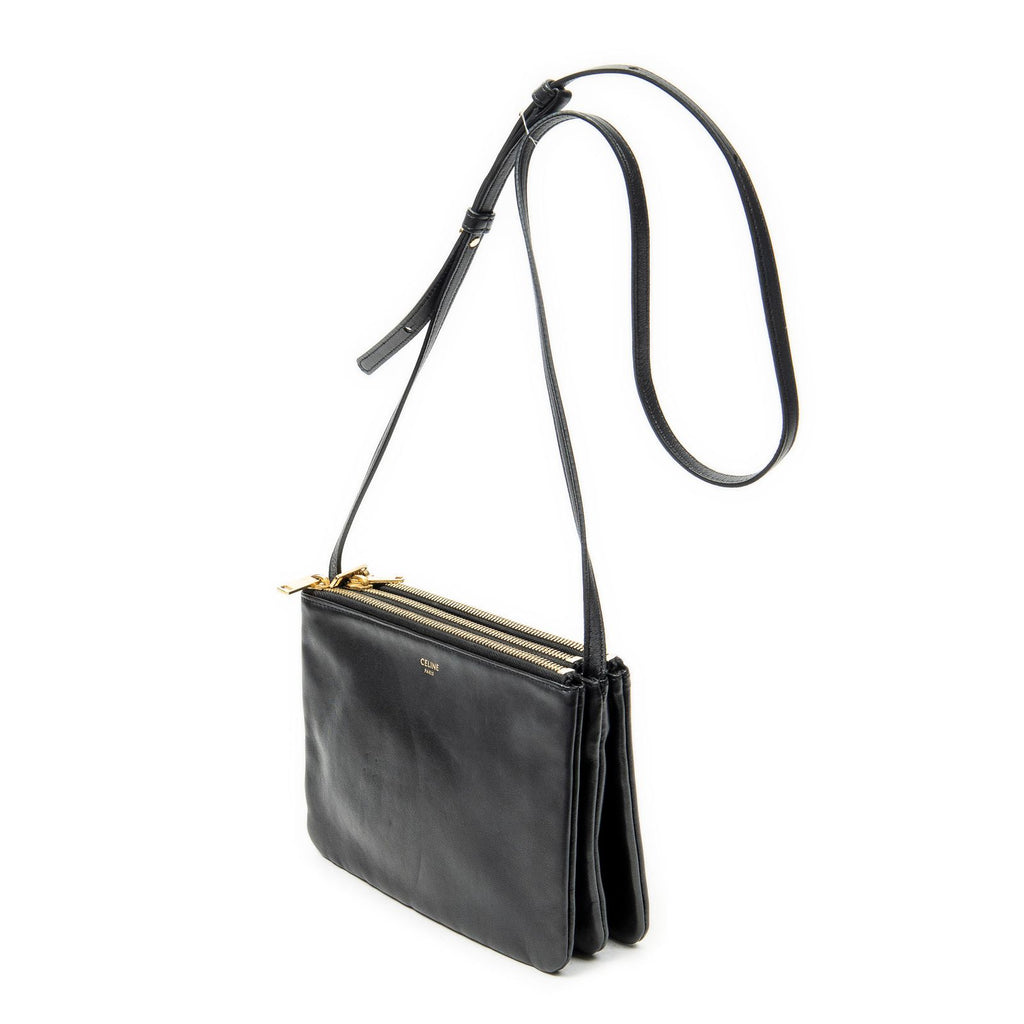 Celine Small Trio Crossbody Black Calfskin Leather — view 2