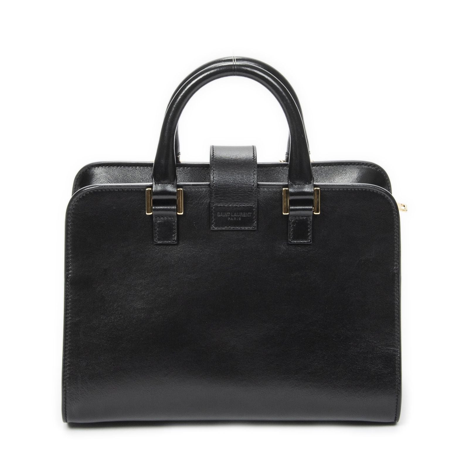 Saint Laurent Monogram Cabas Black Calfskin Leather Tote — view 5