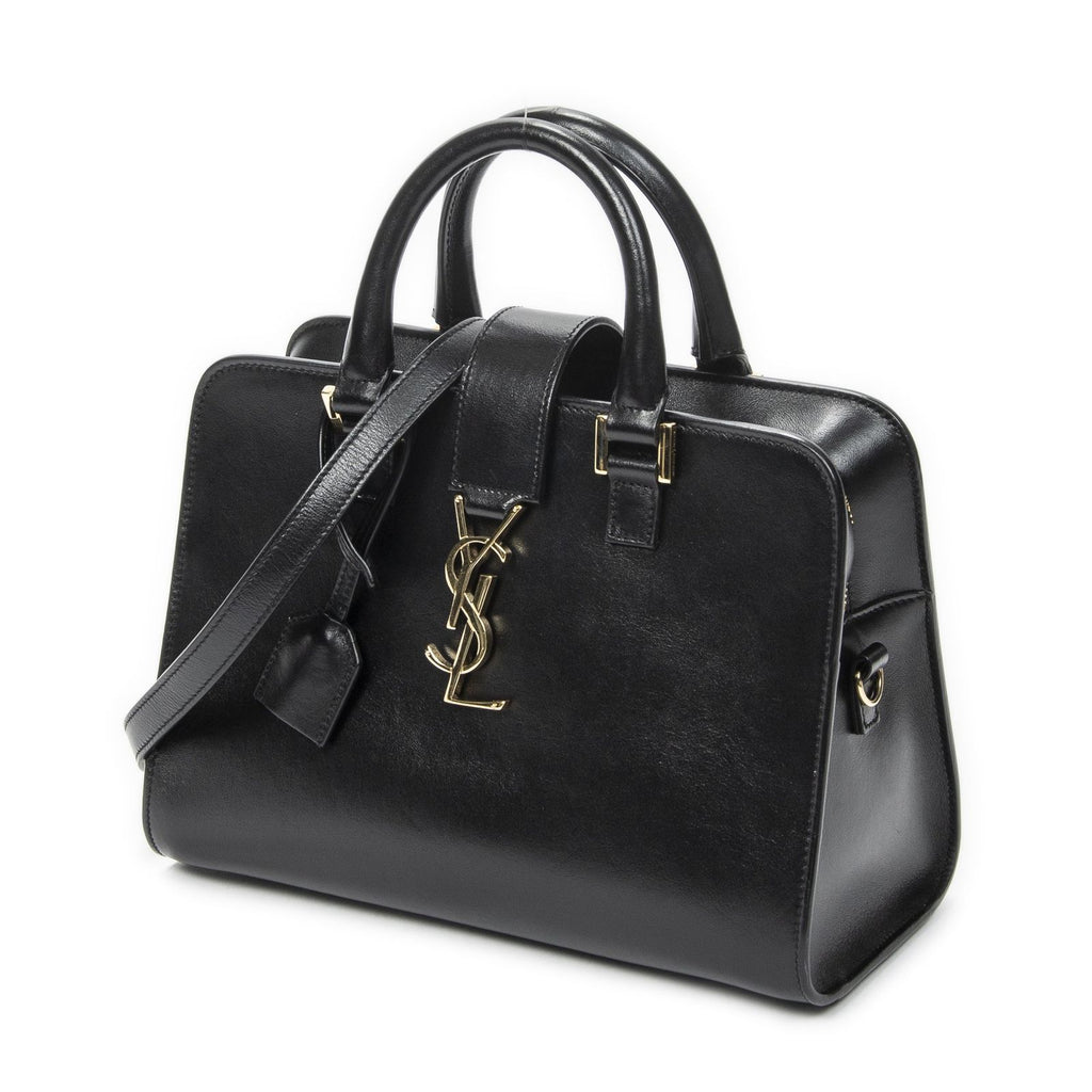 Saint Laurent Monogram Cabas Black Calfskin Leather Tote — view 2