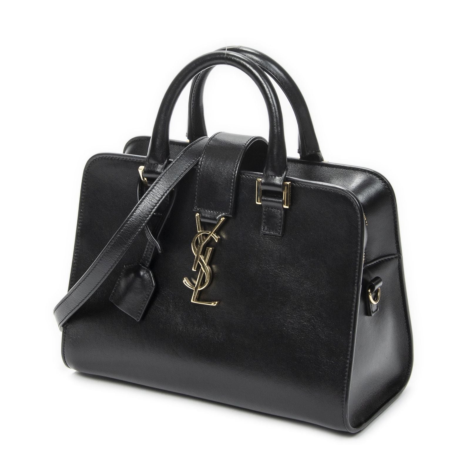Saint Laurent Monogram Cabas Black Calfskin Leather Tote — view 2