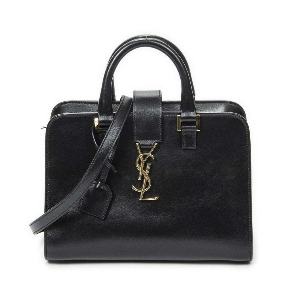 Saint Laurent Monogram Cabas Black Calfskin Leather Tote