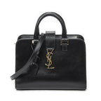 Saint Laurent Monogram Cabas Black Calfskin Leather Tote