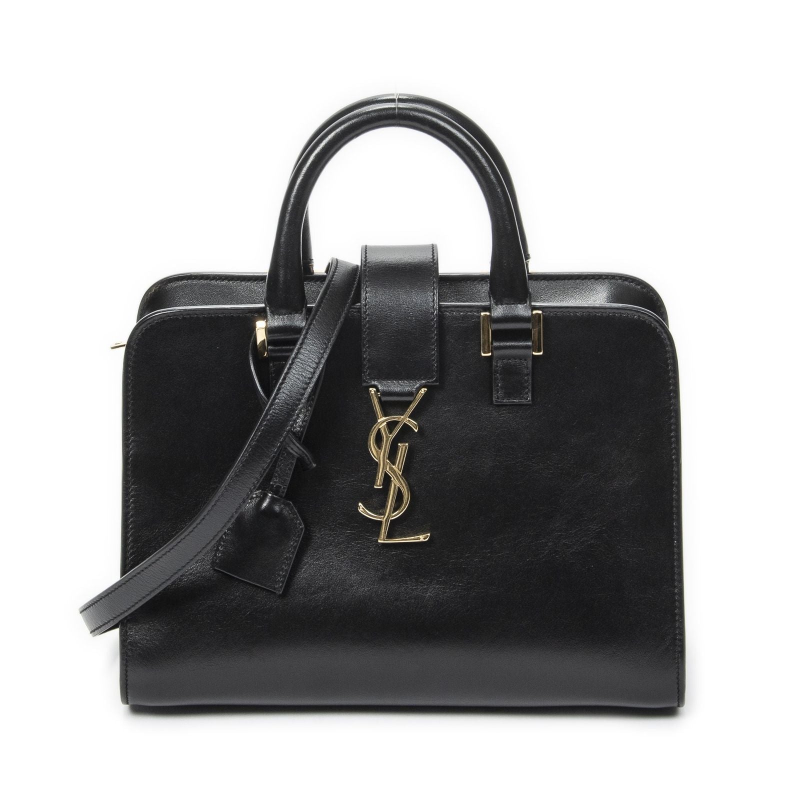 Saint Laurent Monogram Cabas Black Calfskin Leather Tote