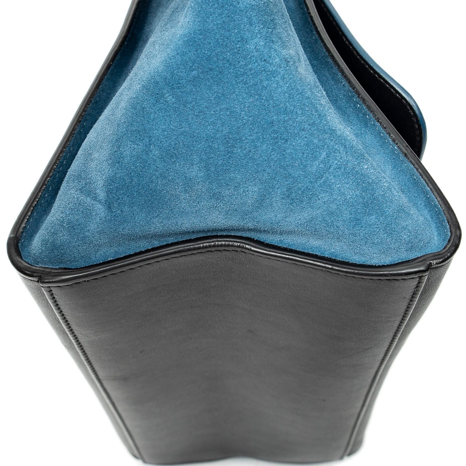 Celine Small Bicolor Trapeze Blue Black Smooth Leather Shoulder — view 7