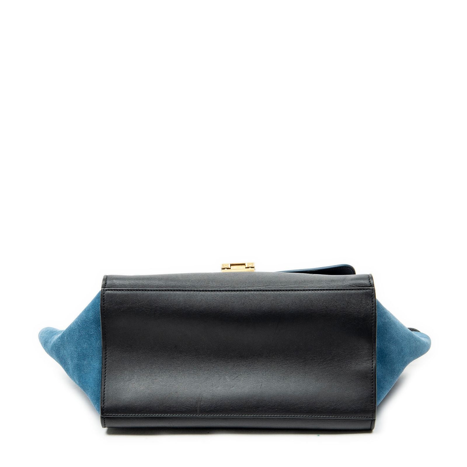 Celine Small Bicolor Trapeze Blue Black Smooth Leather Shoulder — view 6