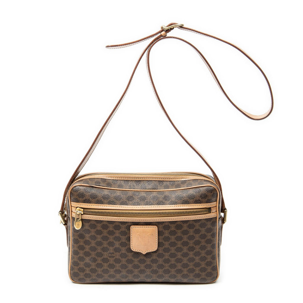 Celine Zip Crossbody Brown Macadam Canvas