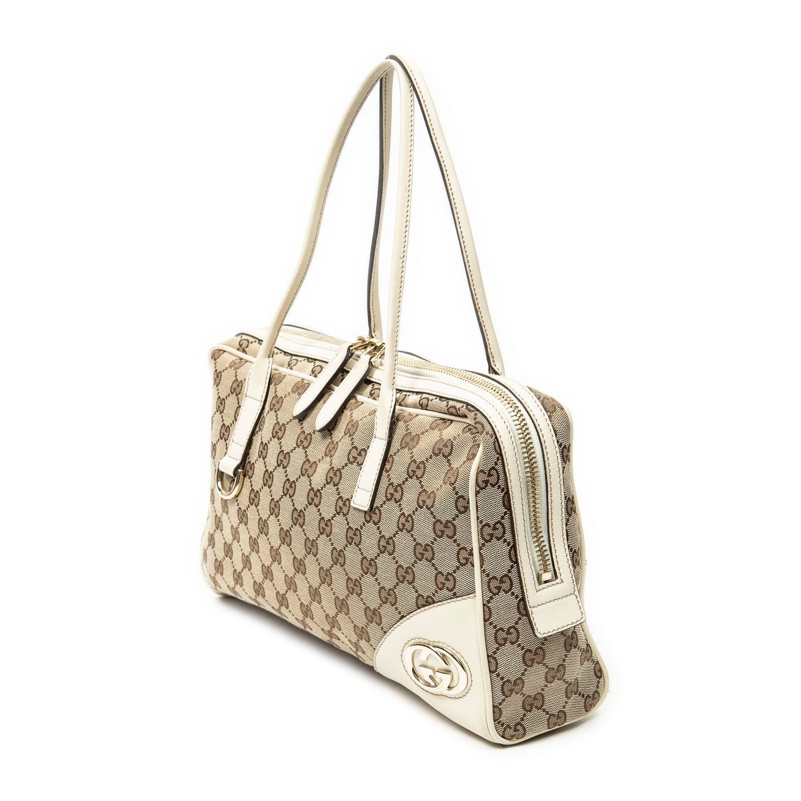 Gucci Britt Satchel Beige Ivory GG Canvas — view 2