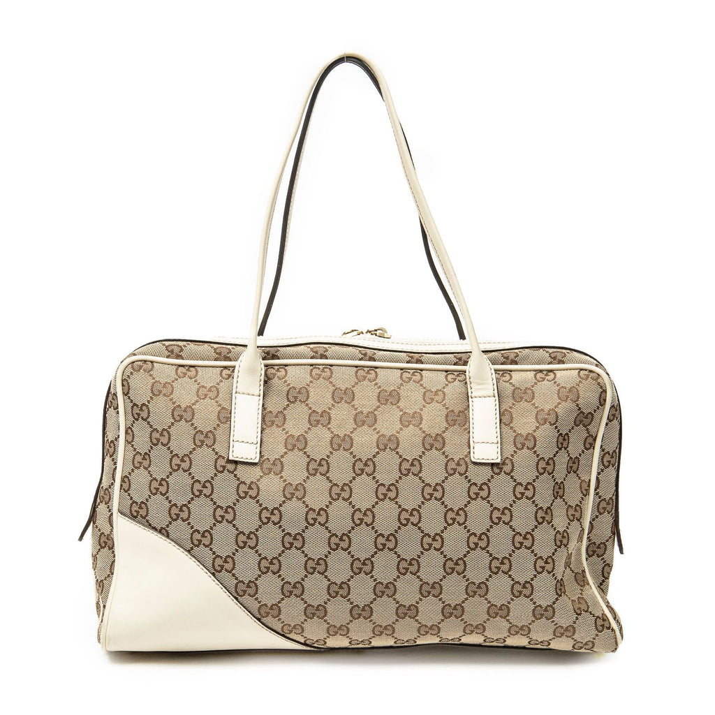 Gucci Britt Satchel Beige Ivory GG Canvas — view 5