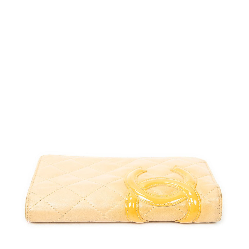 Chanel Cambon Ligne Bifold Wallet Beige Orange Quilted Lambskin Leather — view 3