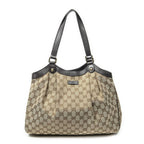Gucci Shoulder Tote Beige Dark Brown GG Canvas
