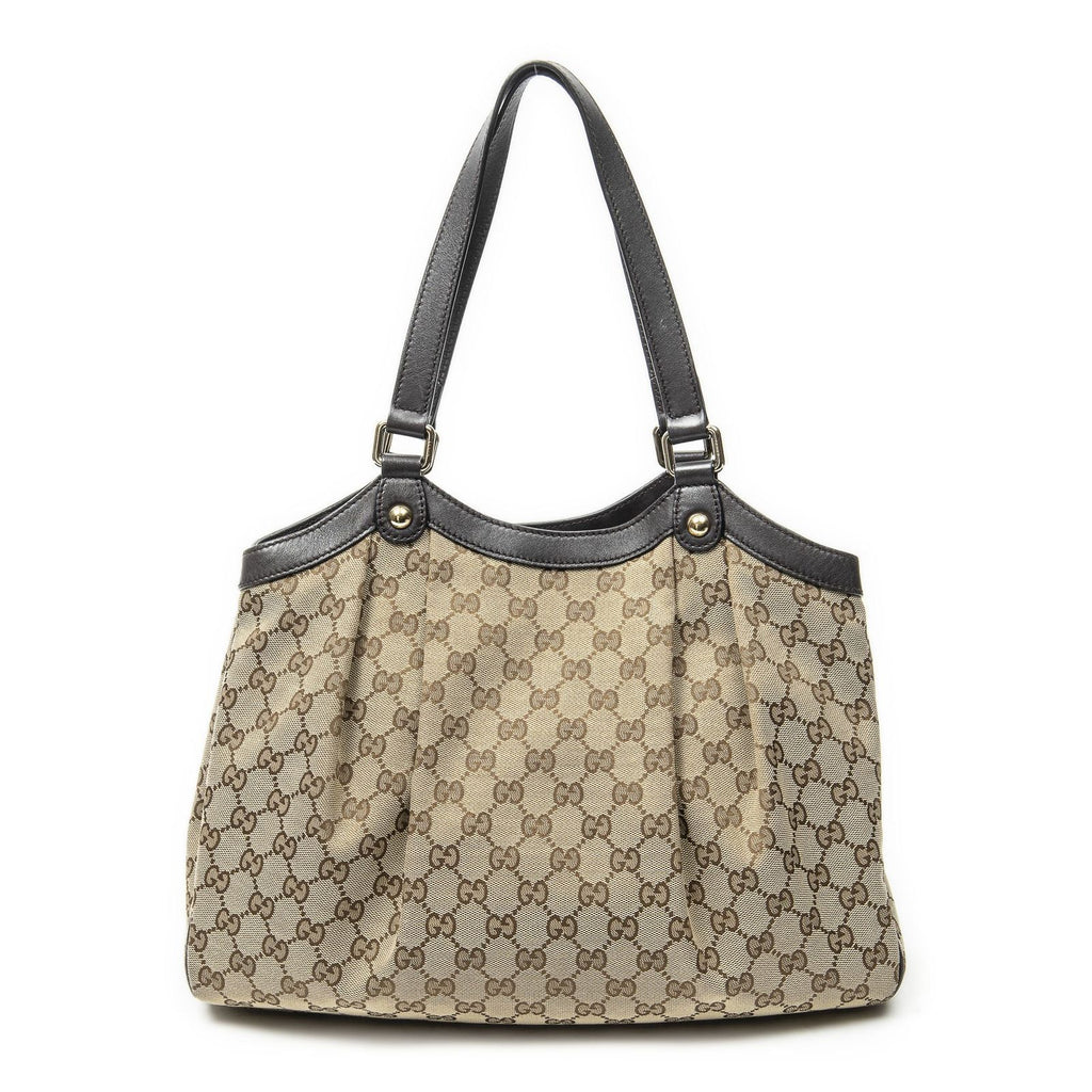 Gucci Shoulder Tote Beige Dark Brown GG Canvas — view 5