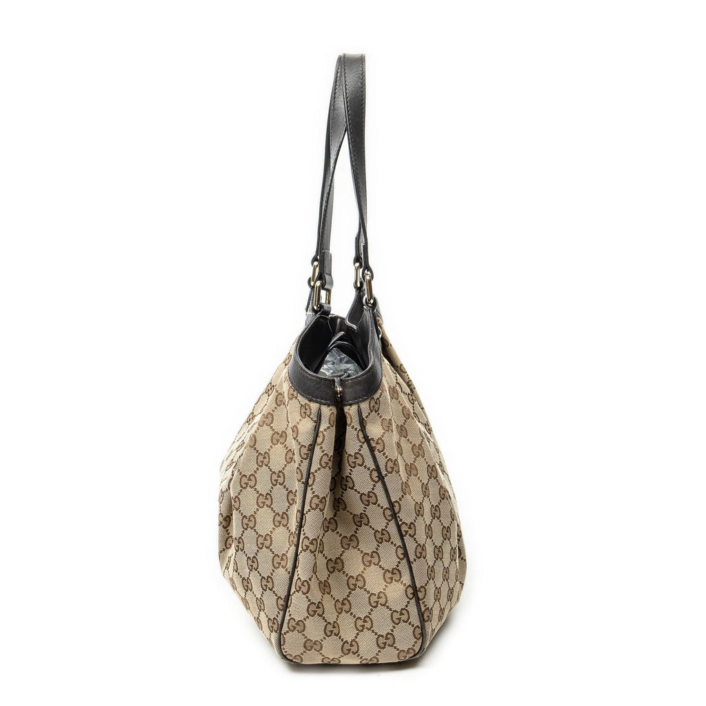 Gucci Shoulder Tote Beige Dark Brown GG Canvas — view 3