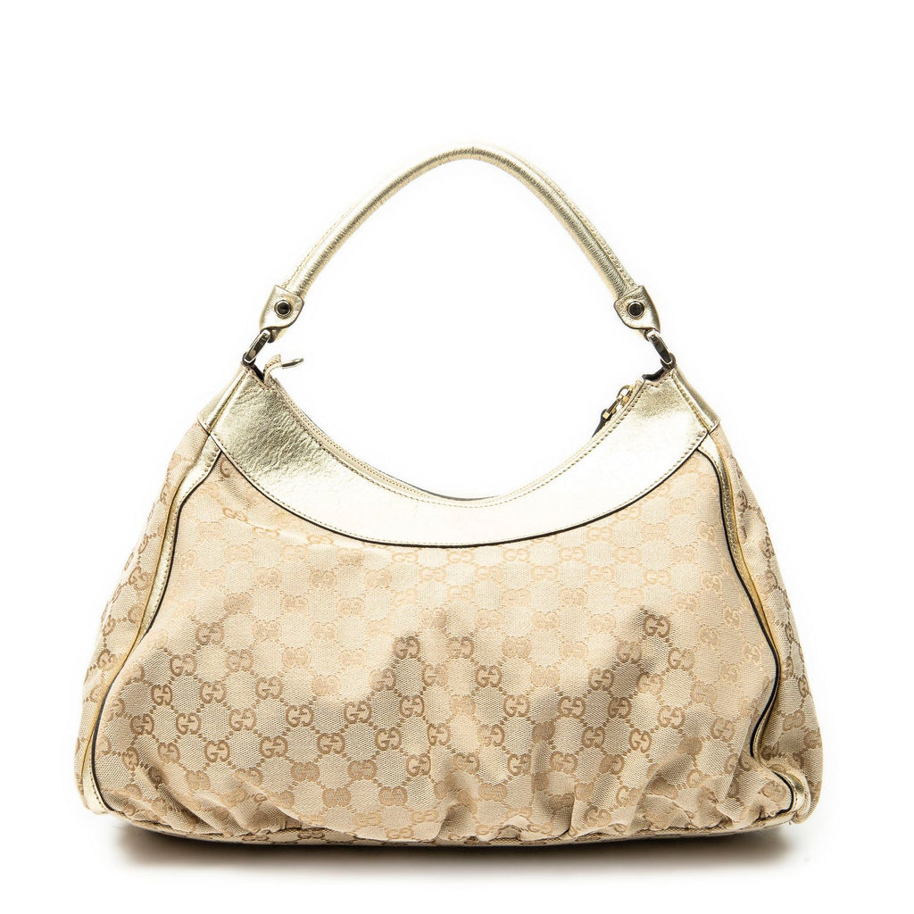 Gucci Large D Ring Hobo Beige Blanc GG Canvas — view 5