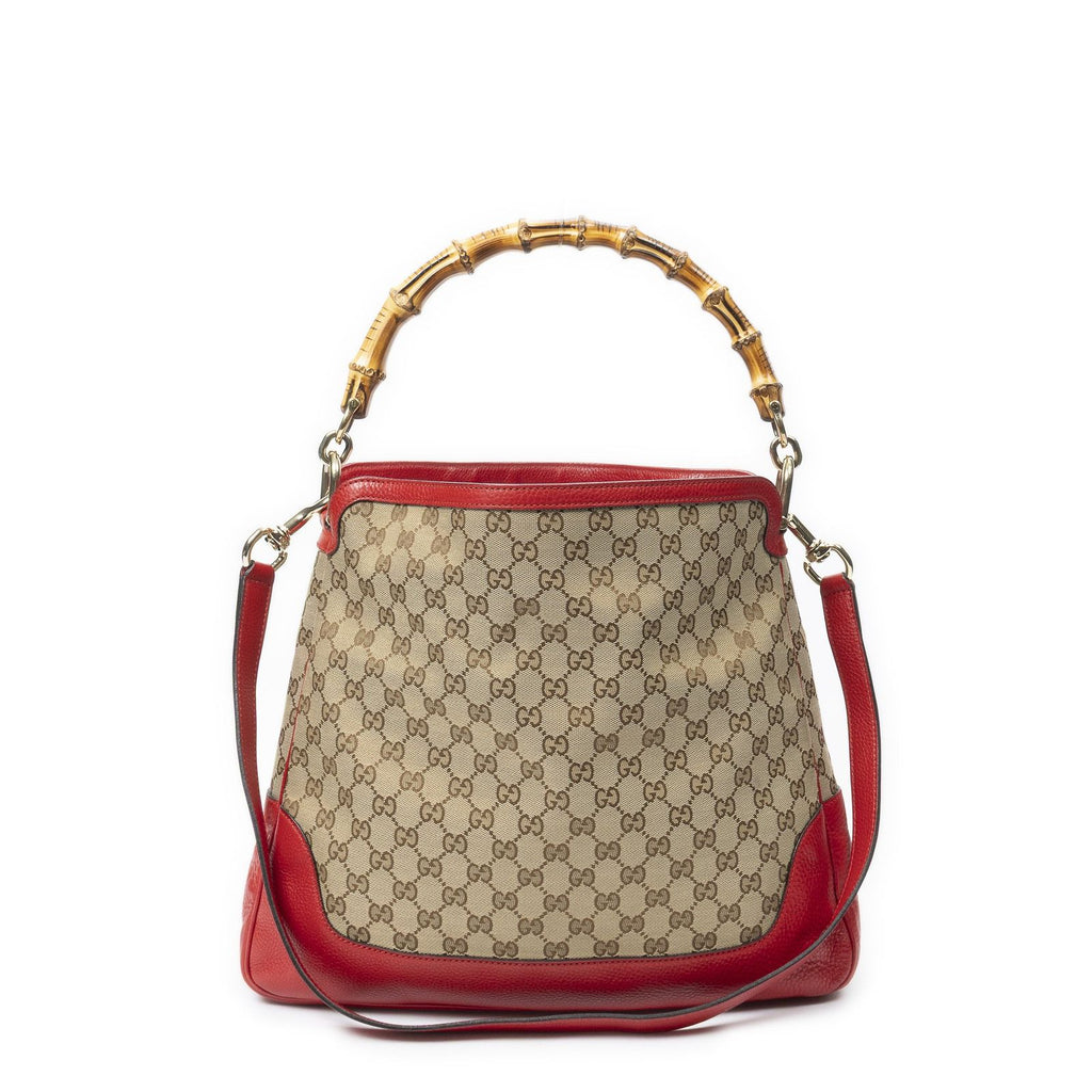 Gucci Diana Bamboo Hobo Beige Red GG Canvas — view 5