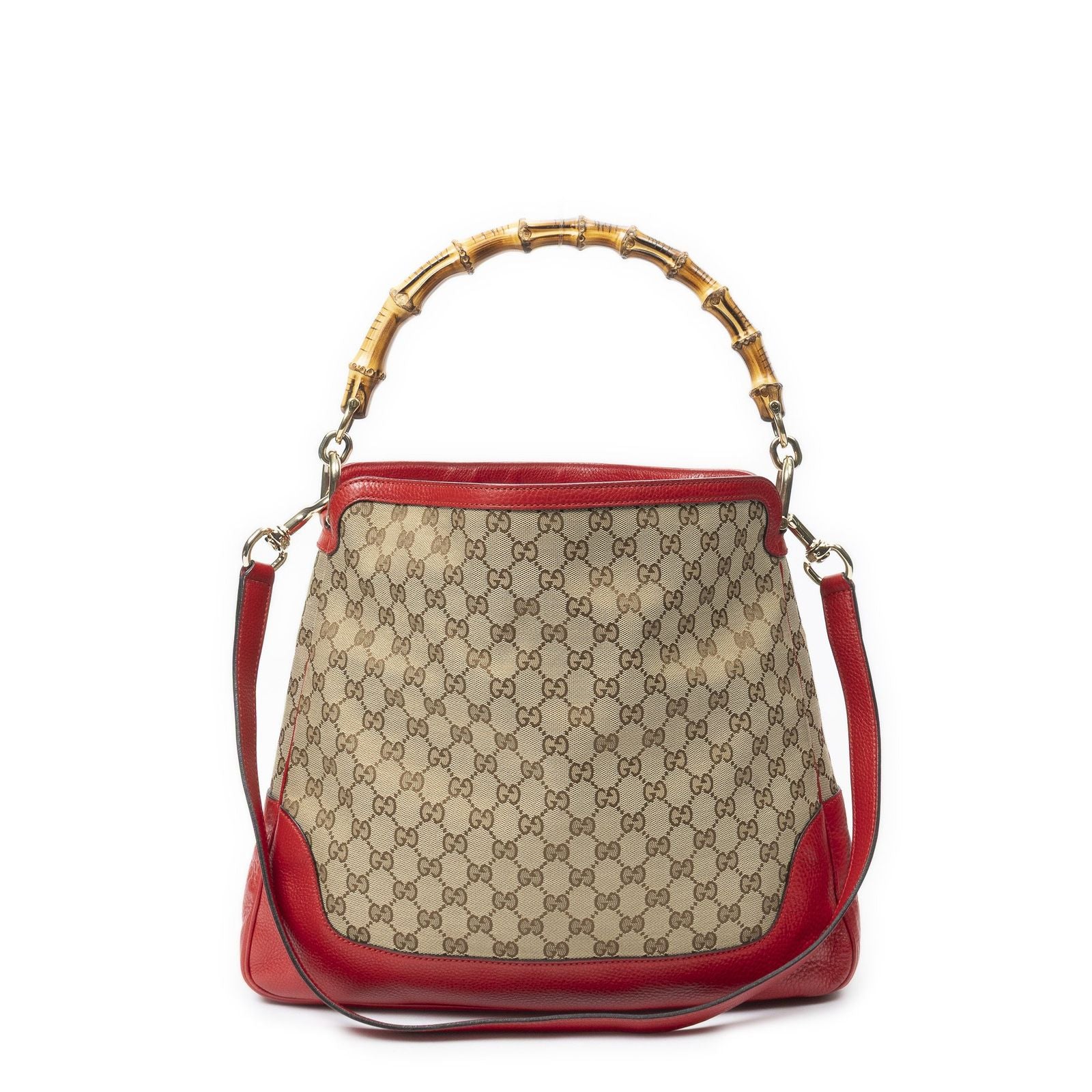 Gucci Diana Bamboo Hobo Beige Red GG Canvas — view 5