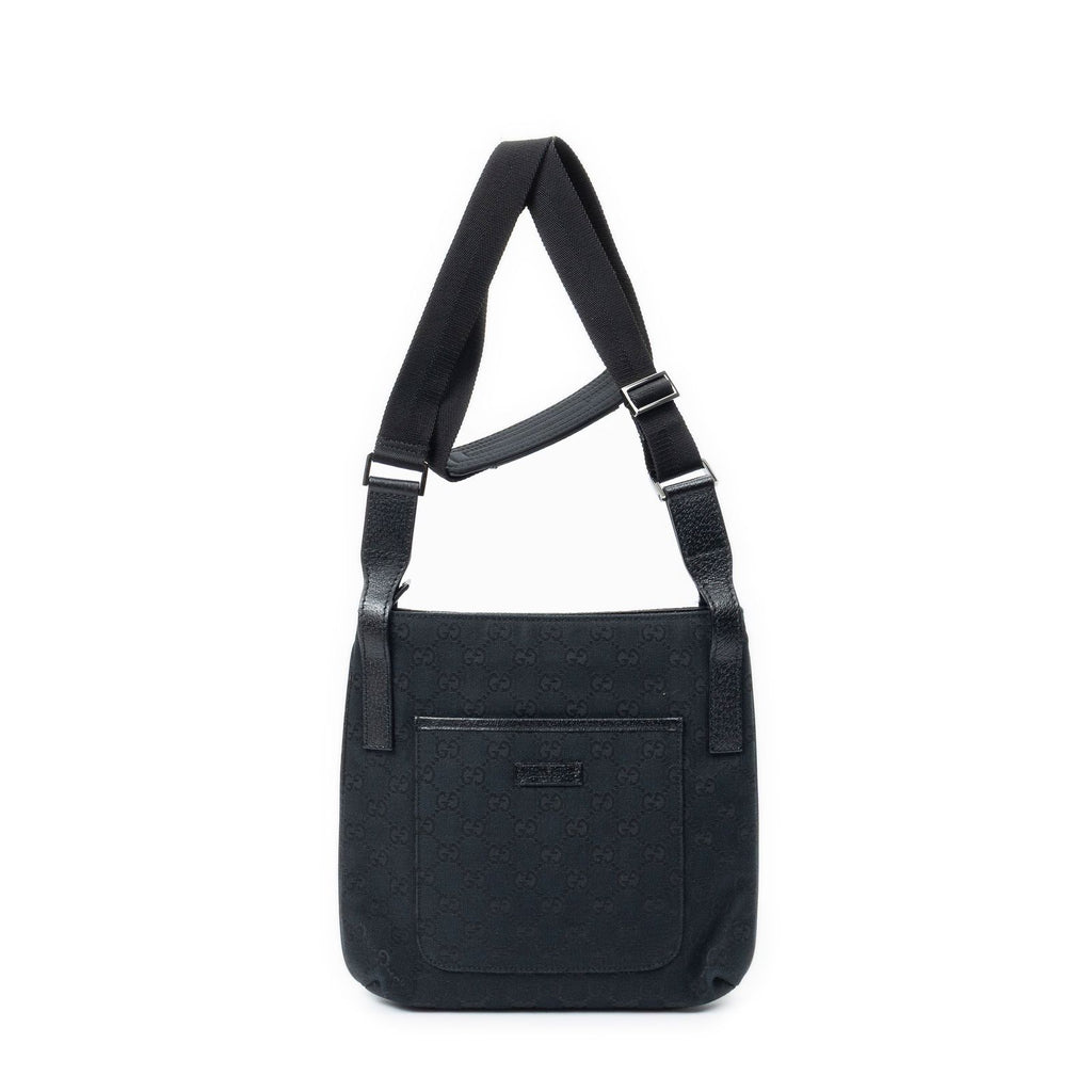 Gucci Front Slip Pocket Crossbody Black GG Canvas