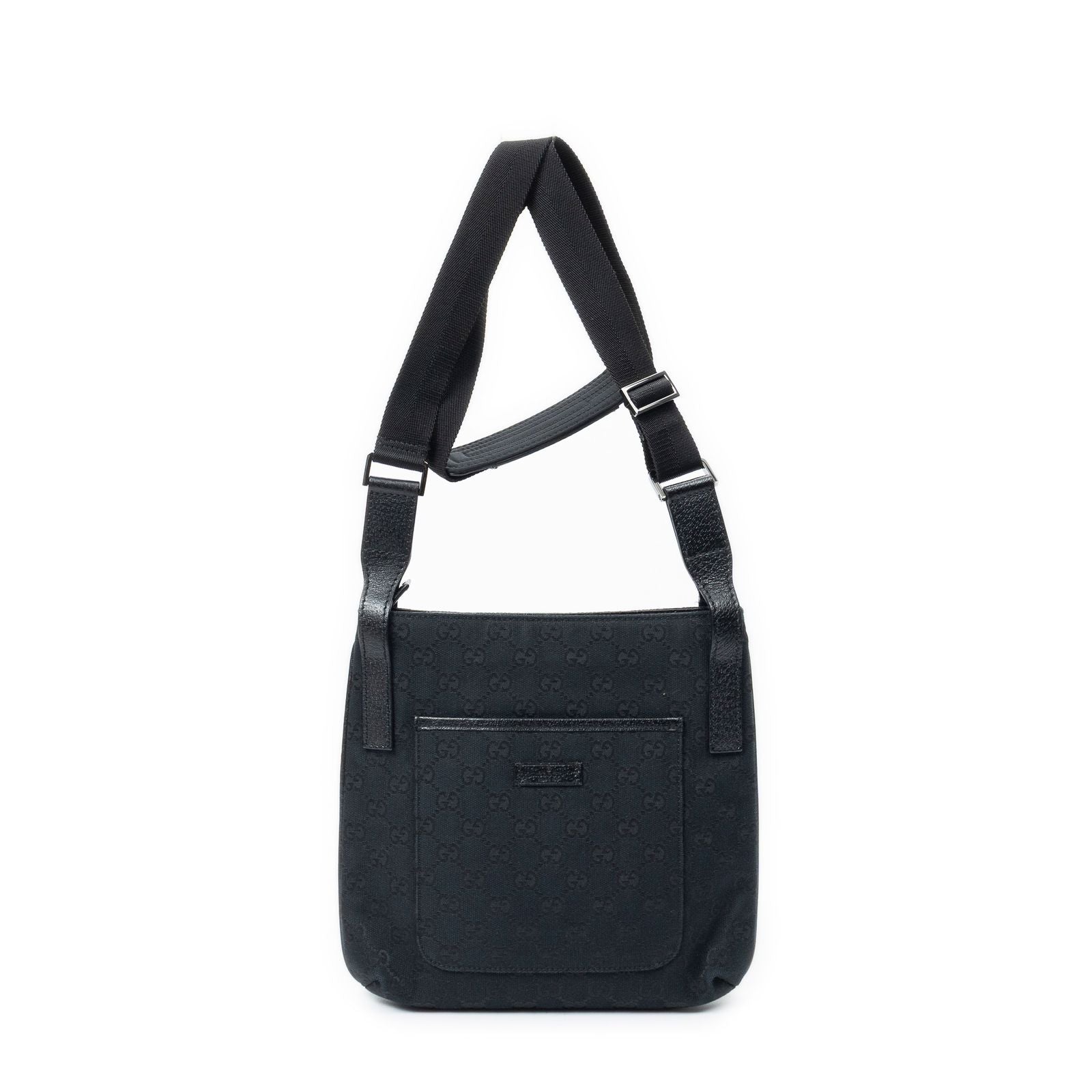 Gucci Front Slip Pocket Crossbody Black GG Canvas