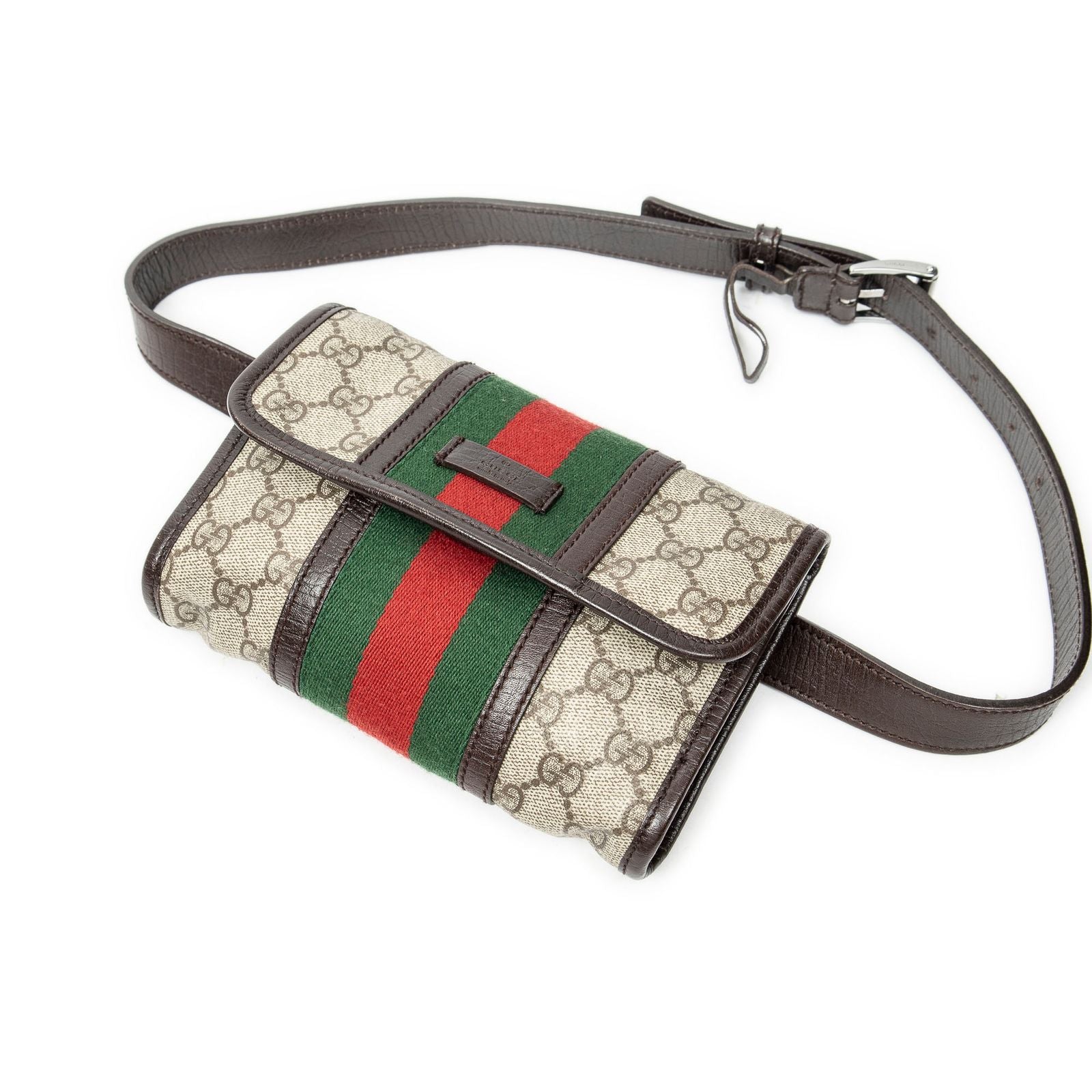 Gucci Ophidia Belt Bag Beige Brown Supreme Canvas