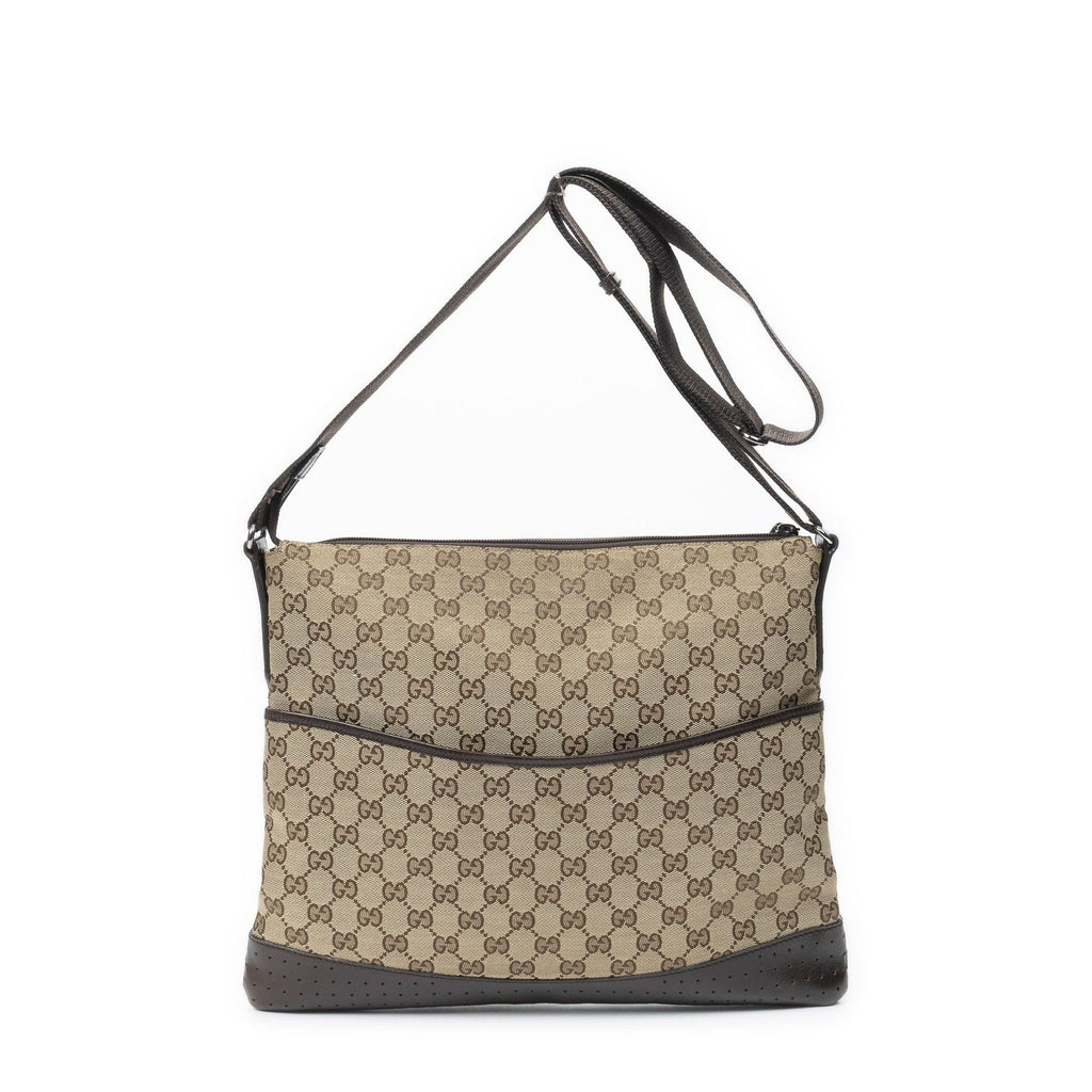 Gucci Large Flap Messenger Beige Brown GG Canvas