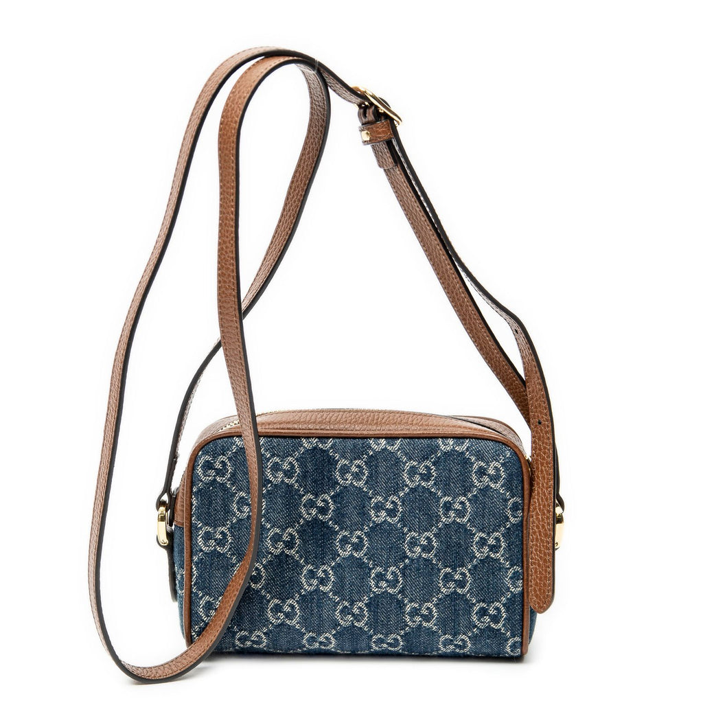 Gucci Mini Web Ophidia Crossbody Blue GG Denim Canvas — view 5