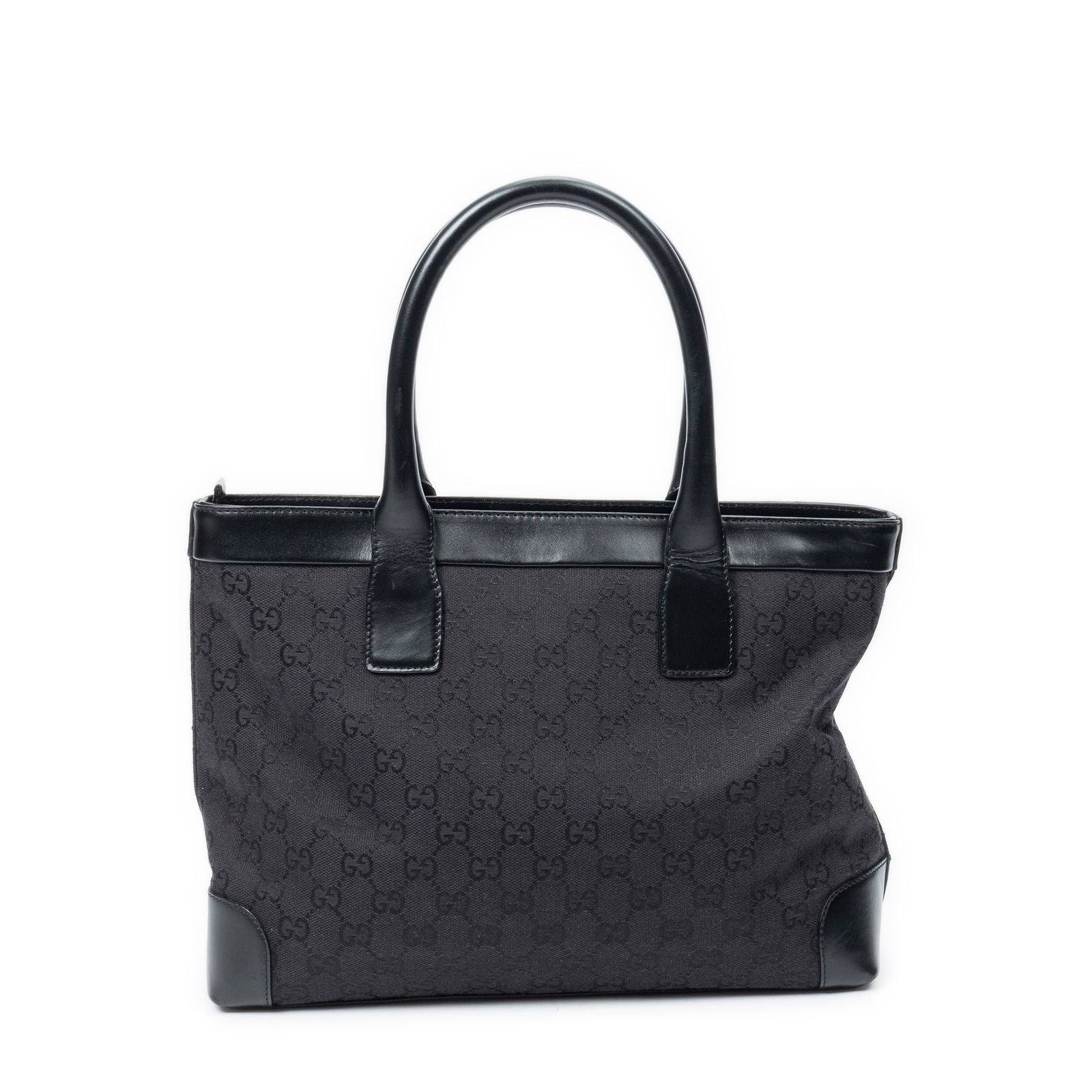 Gucci Zip Shopping Tote Black GG Canvas — view 5