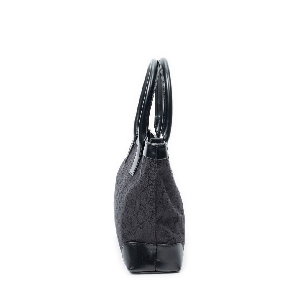 Gucci Zip Shopping Tote Black GG Canvas — view 3