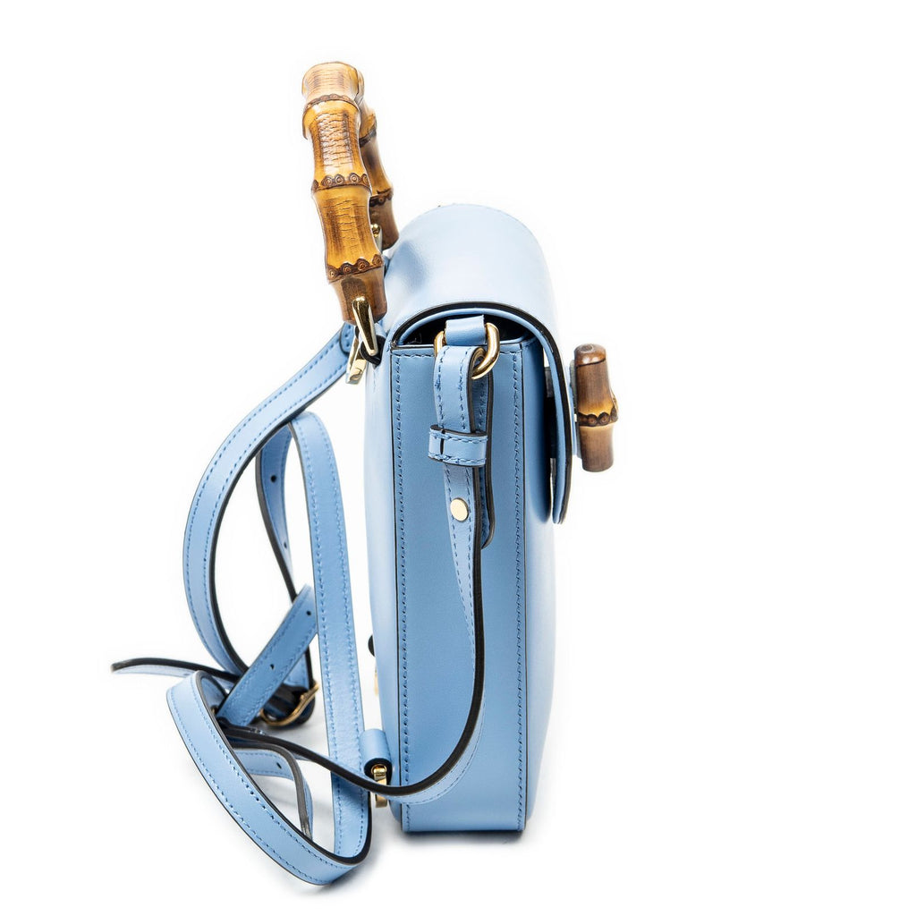 Gucci Bamboo Top Handle Mini Bag Light Blue Smooth Calfskin — view 4