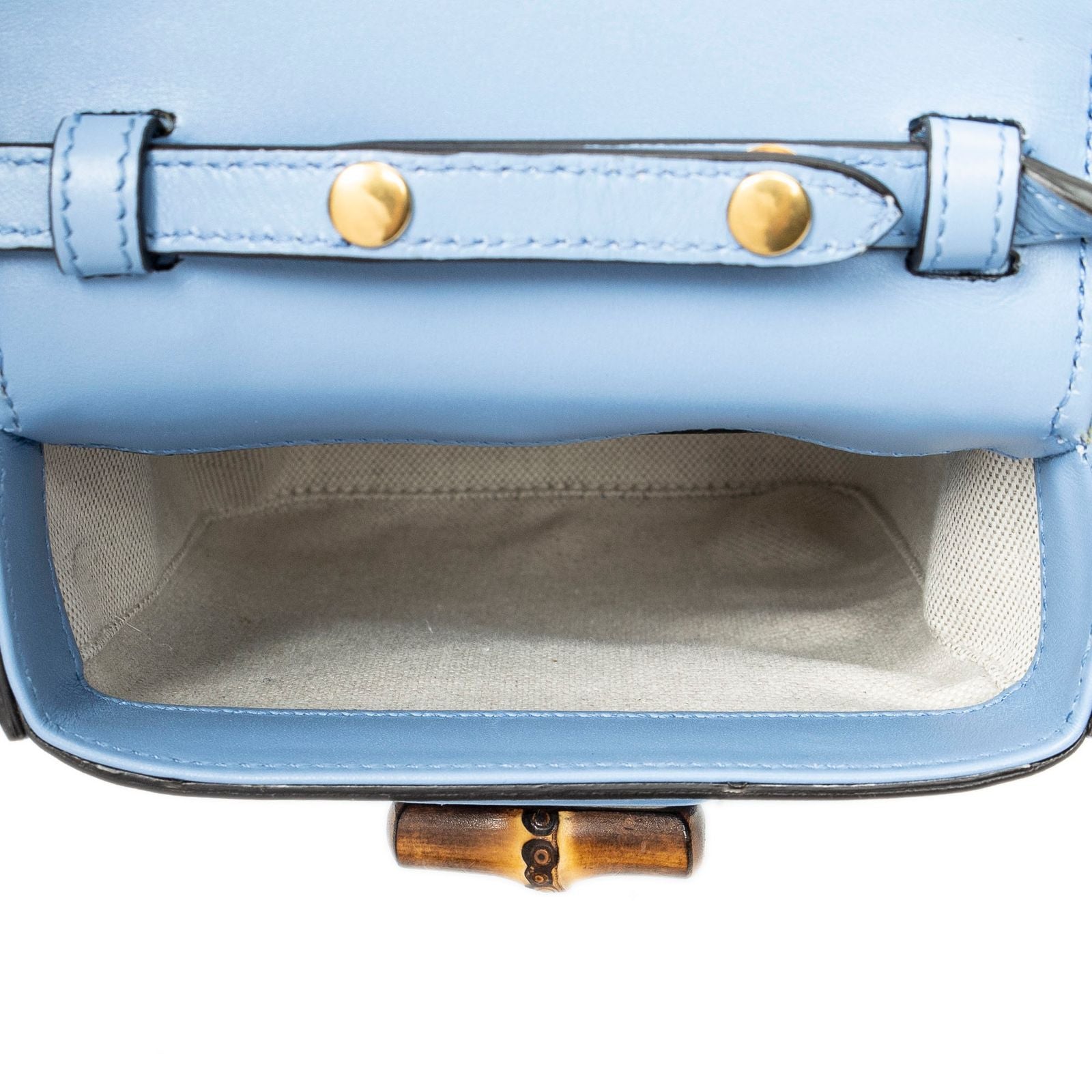 Gucci Bamboo Top Handle Mini Bag Light Blue Smooth Calfskin — view 9