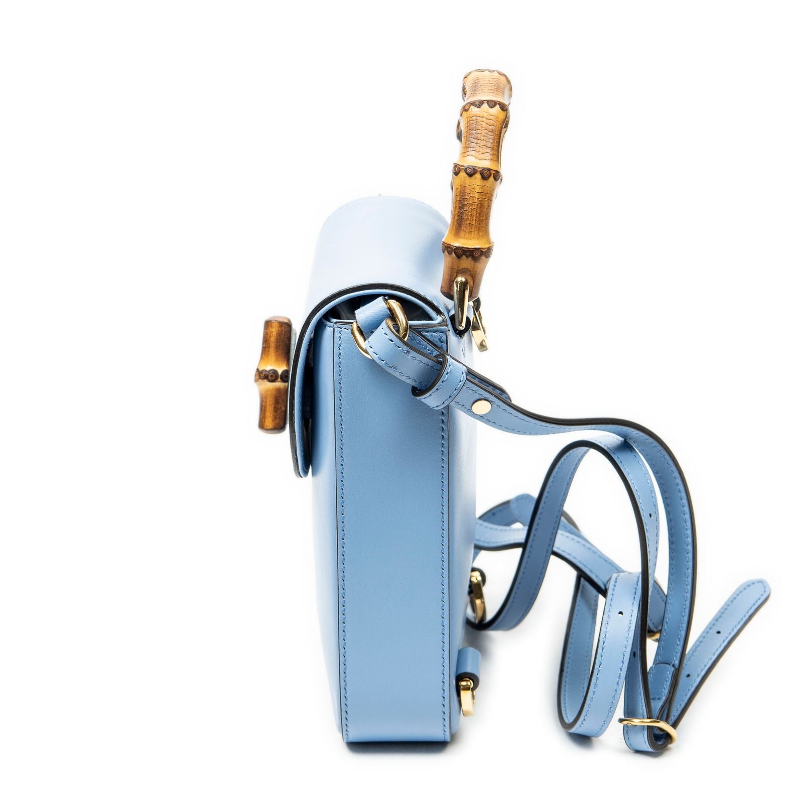 Gucci Bamboo Top Handle Mini Bag Light Blue Smooth Calfskin — view 3