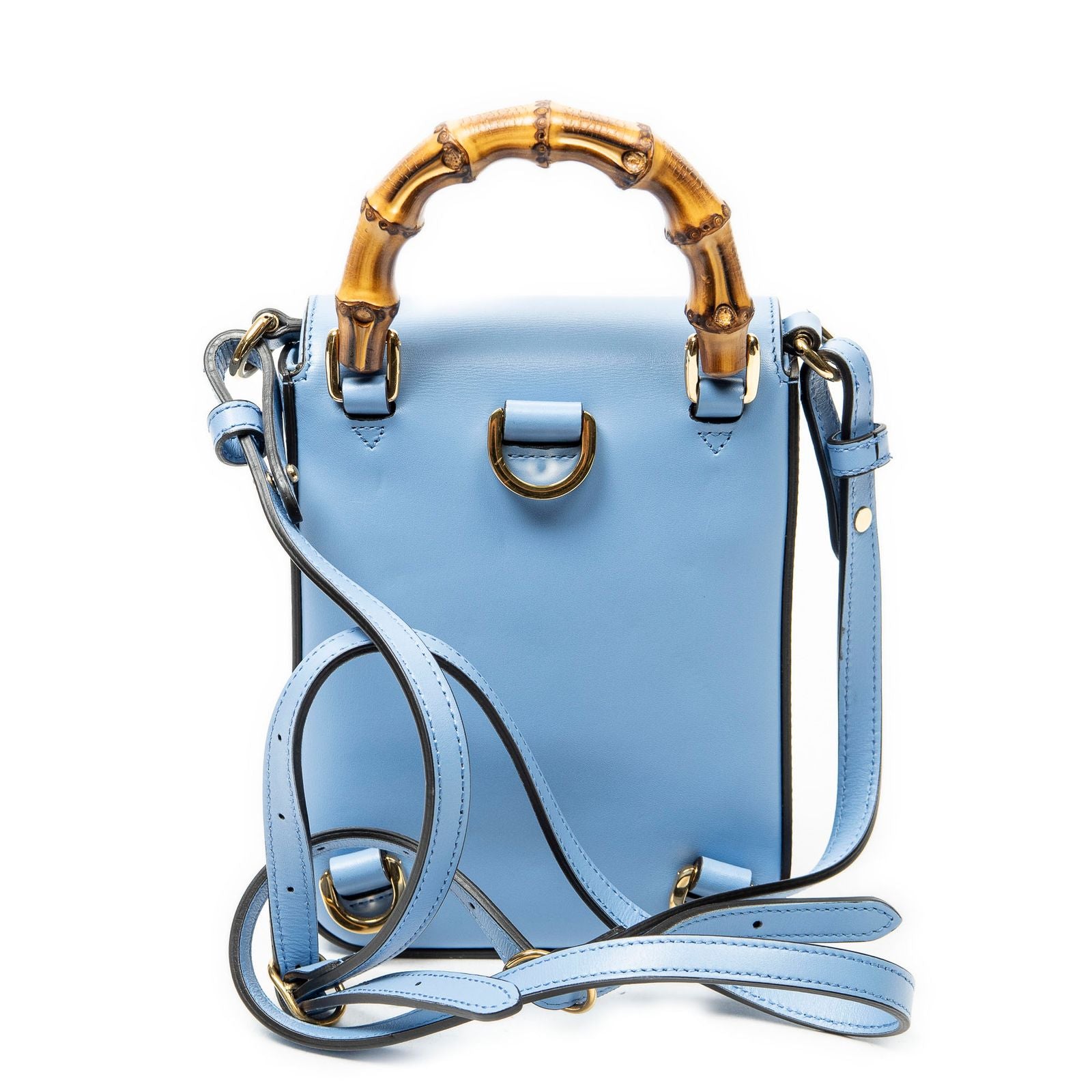 Gucci Bamboo Top Handle Mini Bag Light Blue Smooth Calfskin — view 5