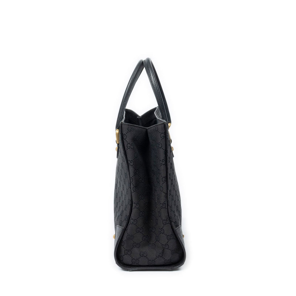Gucci Nail Head Tote Black GG Canvas — view 3